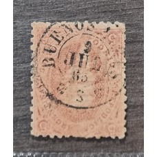 ARGENTINA 1865 GJ 20d ESTAMPILLA DE 3ra TIRADA RIVADAVIA CON VARIEDAD PLANCHA RAYADA U$ 60 ESTA DE LUJO PERO ADEMAS EL MATASELLO ES FECHA PATRIA 9 de JULIO de 1865 !!! UNA JOYITA